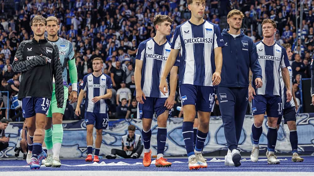 Hertha trifft im Pokal erneut auf Elversberg.  / Foto: Andreas Gora/dpa