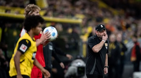 Beim letzten Spiel in Dortmund gab es für Baumgart (r.) und Union eine Klatsche. (Archivbild) / Foto: Fabian Strauch/dpa