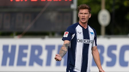 Sebastian Grönning erzielt das Führungstor für Hertha. (Archivbild) / Foto: Soeren Stache/dpa