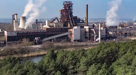 Die IG Metall setzt sich für den Erhalt des Werks von ArcelorMittal in Eisenhüttenstadt ein. (Archivbild) / Foto: Patrick Pleul/dpa