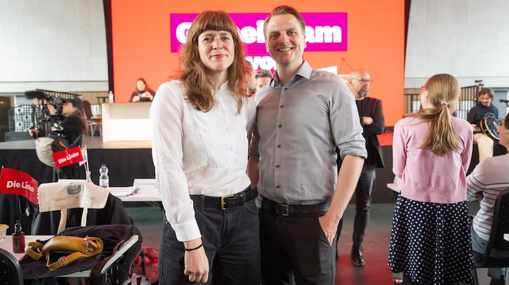 Die beiden Landesvorsitzenden der Linke in Berlin, Kerstin Wolter und Max Schirmer, haben zusammen mit etlichen anderen einen Antrag zum Thema Nahost eingebracht. (Archivfoto) / Foto: Christophe Gateau/dpa post-slider