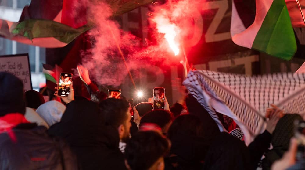 Die Polizei zählte in den vergangenen zwei Jahren insgesamt 1.686 Demonstrationen, in der Mehrzahl propalästinensische. / Foto: Christophe Gateau/dpa