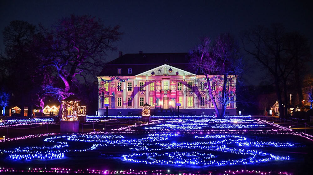 Die Lichtinstallationen zu «Weihnachten im Tierpark» in Berlin-Lichtenberg wurden am Abend eröffnet.  / Foto: Britta Pedersen/dpa