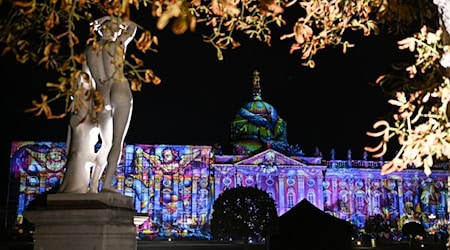 Kein Lichterzauber 2026 im Park Sanssouci: Die Potsdamer Schlössernacht wird erst einmal gestoppt. 2027 soll es aber weitergehen. (Archivbild) / Foto: Jens Kalaene/dpa