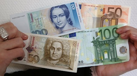 Auch in Berlin und Brandenburg werden nach wie vor jedes Jahr mehrere Millionen D-Mark bei der Bundesbank in Euro umgetauscht. (Archivbild) / Foto: Bernd Wüstneck/dpa-Zentralbild/dpa