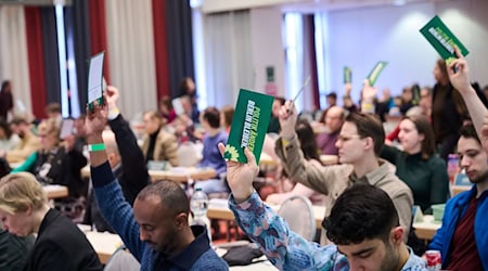 Im Verlauf des Parteitags haben die Grünen über jedes Kapitel ihres Wahlprogramms abgestimmt und zum Schluss noch einmal über das gesamte Programm.  / Foto: Annette Riedl/dpa