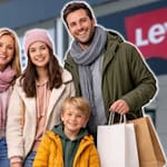 Symbolbild: Familie beim Ferienshopping im Markenoutlet Schwarzheide (Bild: PR und KI)