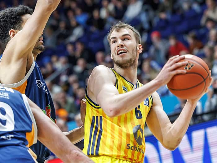 Nationalspieler Malte Delow war bester Alba-Schütze / Foto: Andreas Gora/dpa