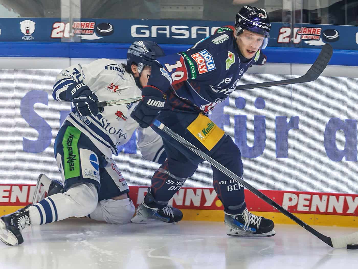 Die Eisbären Berlin treffen im Playoff-Viertelfinale der DEL wie schon in der vergangenen Saison auf die Straubing Tigers. / Foto: Andreas Gora/dpa