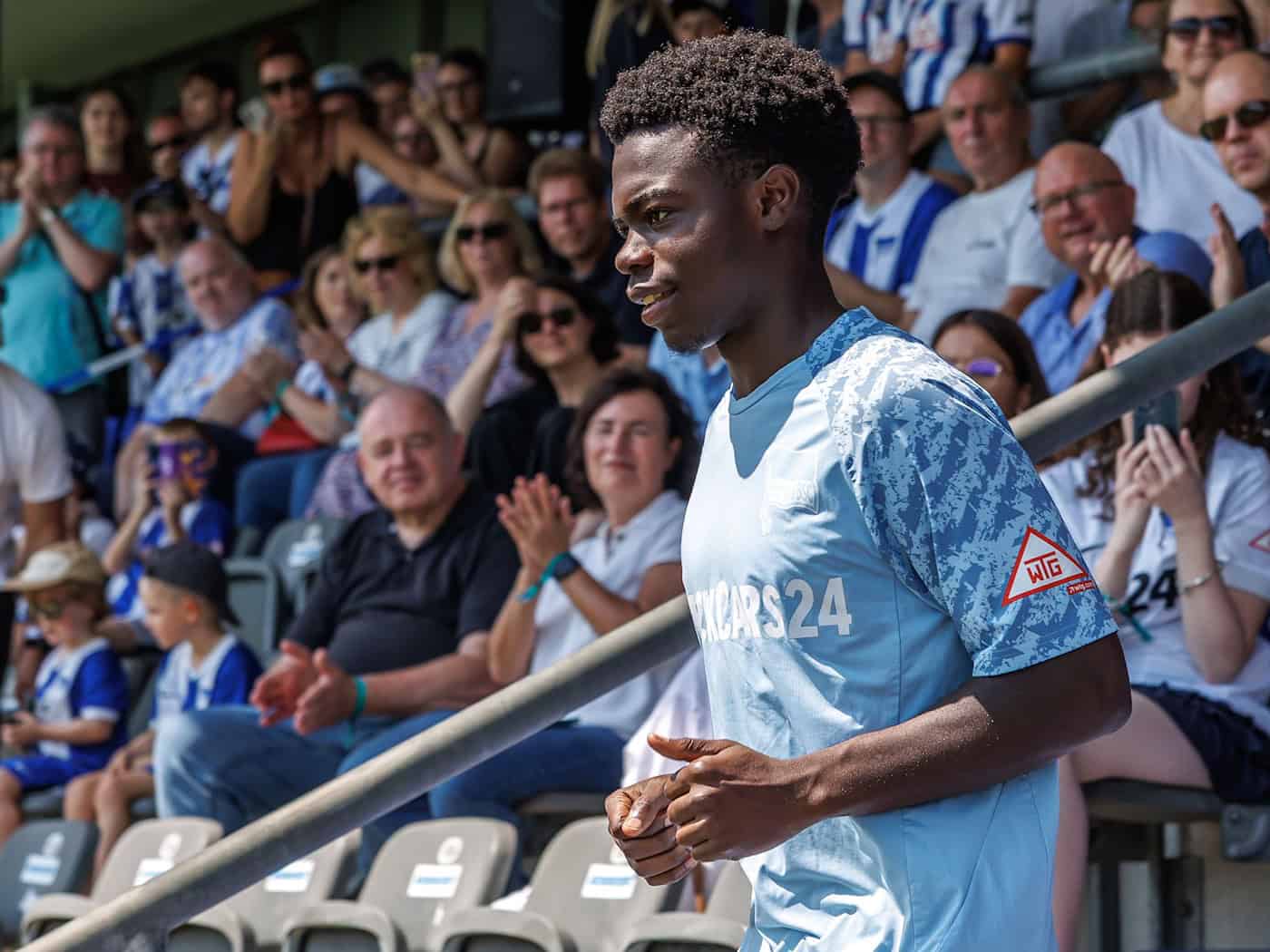 Könnte gegen Bochum in Herthas Startelf stehen: Der 18 Jahre alte Boris Lum. / Foto: Andreas Gora/dpa