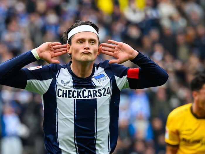 Fabian Reese besitzt bei Hertha einen Vertrag bis 2030. (Archivbild) / Foto: Robert Michael/dpa