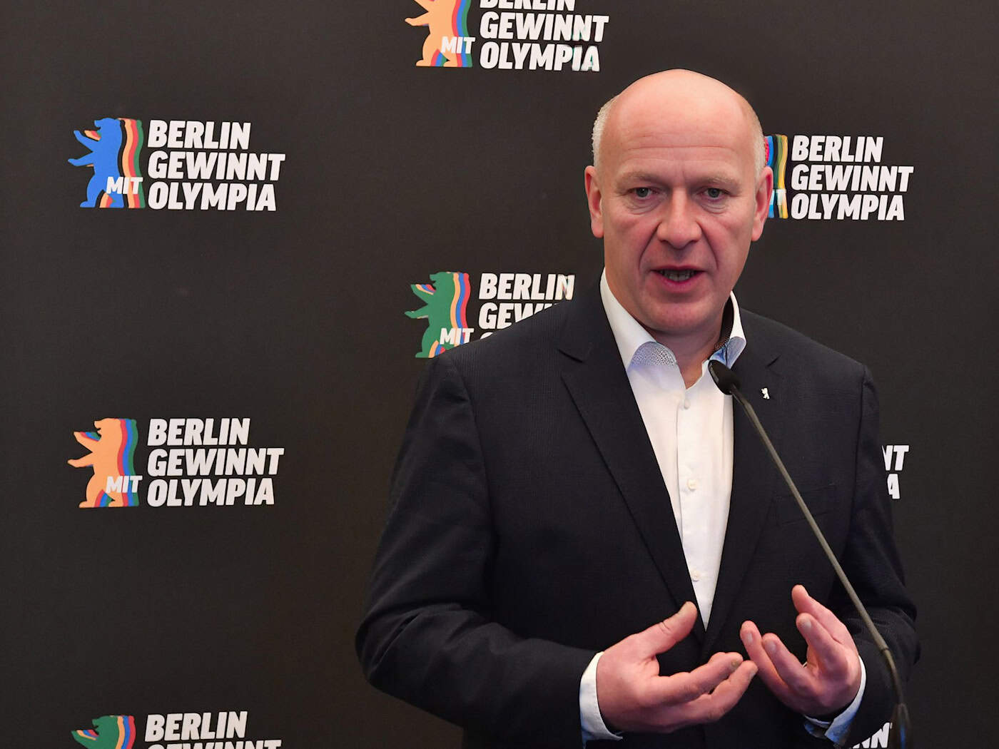 Der Regierende Bürgermeister Kai Wegner wirbt für Olympische Spiele in Berlin. (Archivbild) / Foto: Paul Zinken/dpa