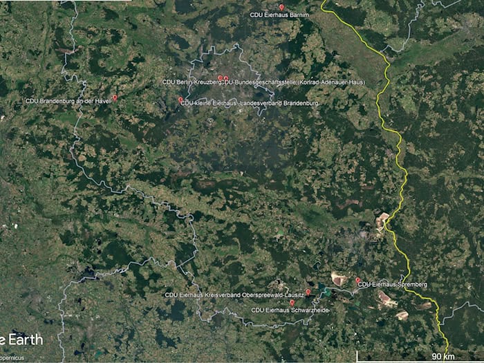 Mehrere CDU-Geschäftsstellen in Brandenburg haben bei Google Maps den Zusatz Eierhaus getragen. / Foto: -/Google/dpa