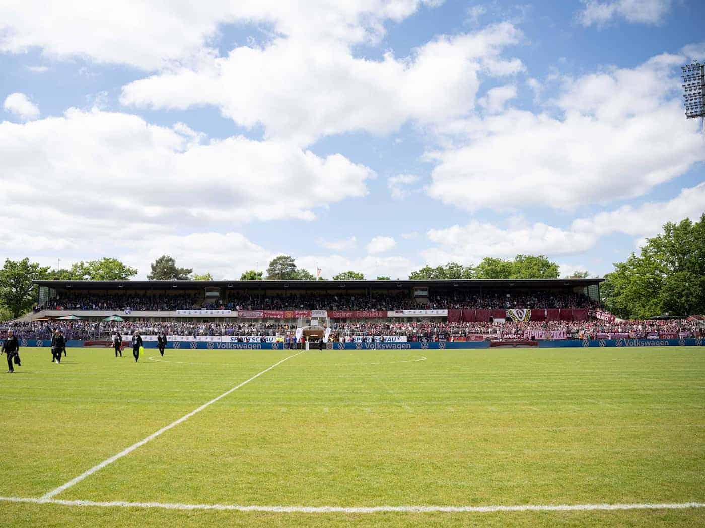 Der Rasen des Mommsenstadions ist von Pilzen befallen. (Archivbild) / Foto: Matthias Koch/dpa