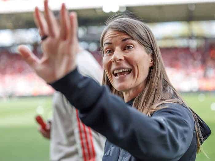 Leipzig, wir kommen: Union-Trainer Marie-Louise Eta will bei RB punkten. (Archivbild) / Foto: Andreas Gora/dpa