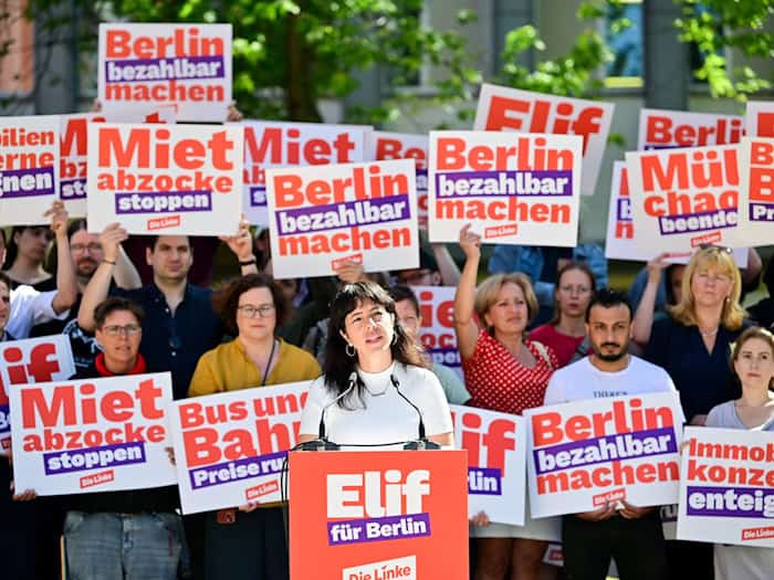 Bezahlbare Mieten und die Enteignung großer Immobilienkonzerne sind zentrale Forderungen der Linke in Berlin.  / Foto: Sebastian Christoph Gollnow/dpa
