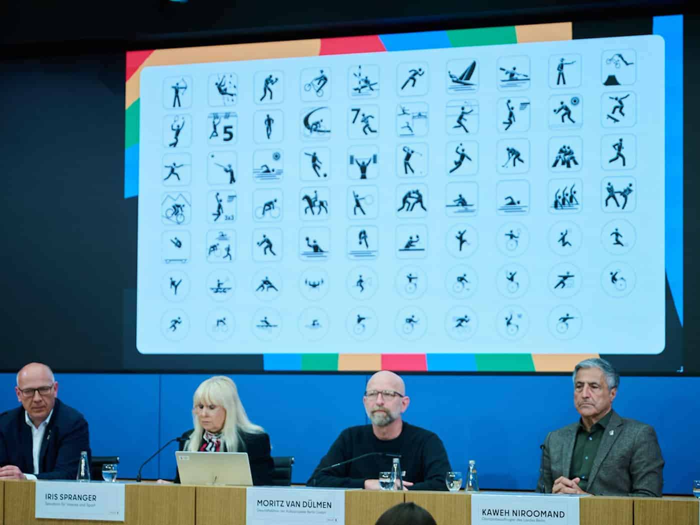 Kai Wegner (l) und Iris Spranger haben das Olympiakonzept vorgestellt. / Foto: Annette Riedl/dpa