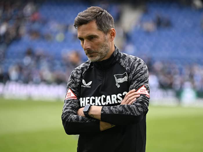 Bitter enttäuscht: Hertha-Trainer Stefan Leitl. / Foto: Carmen Jaspersen/dpa