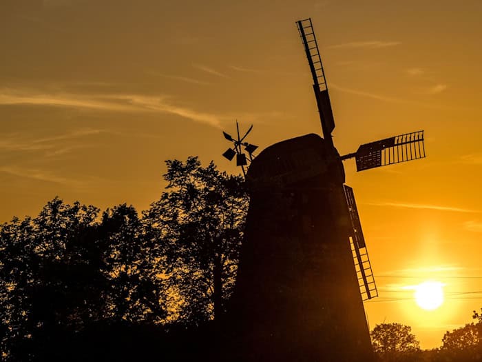Die Turmholländermühle in Dörrwalde steht unter Denkmalschutz und ist beim Mühlentag dabei. / Foto: Frank Hammerschmidt/dpa