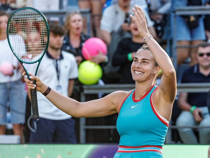 Die Weltranglisten-Erste Aryna Sabalenka schlägt erneut in Berlin auf. (Archivbild) / Foto: Andreas Gora/dpa