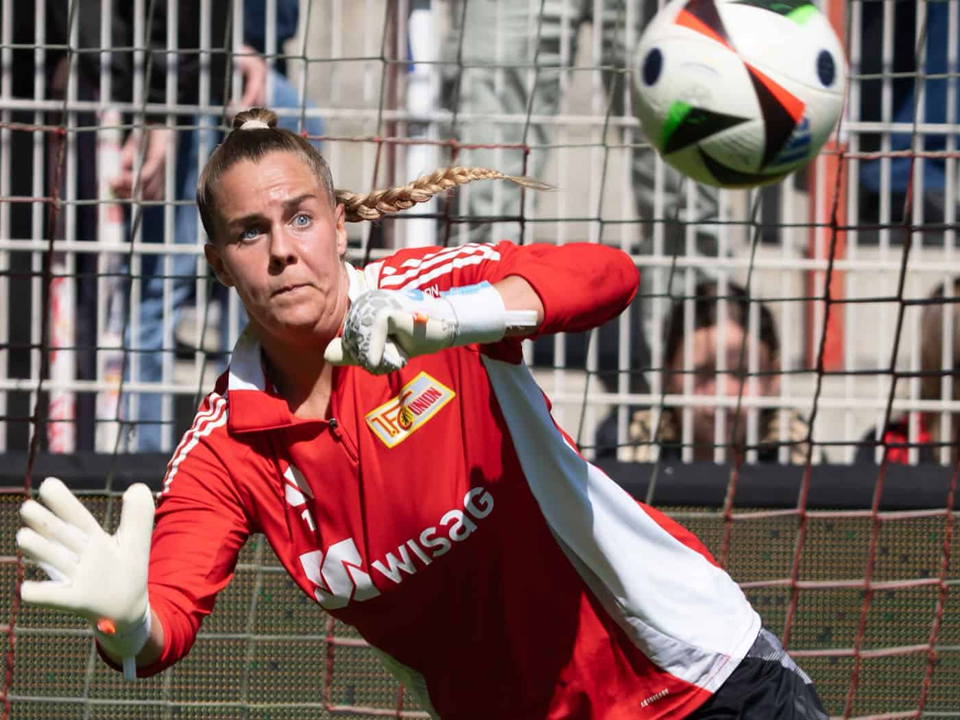 Cara Bösl von Union Berlin war im Tor nicht zu überwinden. / Foto: Soeren Stache/dpa