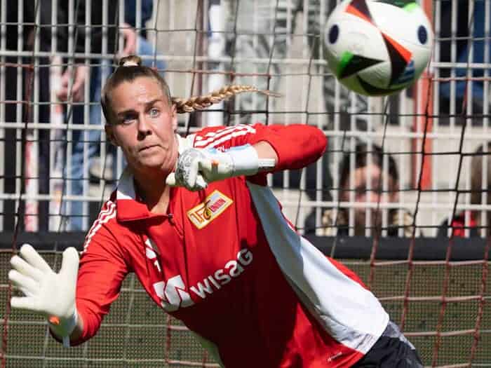 Cara Bösl von Union Berlin war im Tor nicht zu überwinden. / Foto: Soeren Stache/dpa