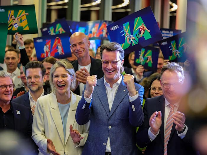Hendrik Wüst will Olympische Spiele in NRW. (Archivbild) / Foto: Christoph Reichwein/dpa