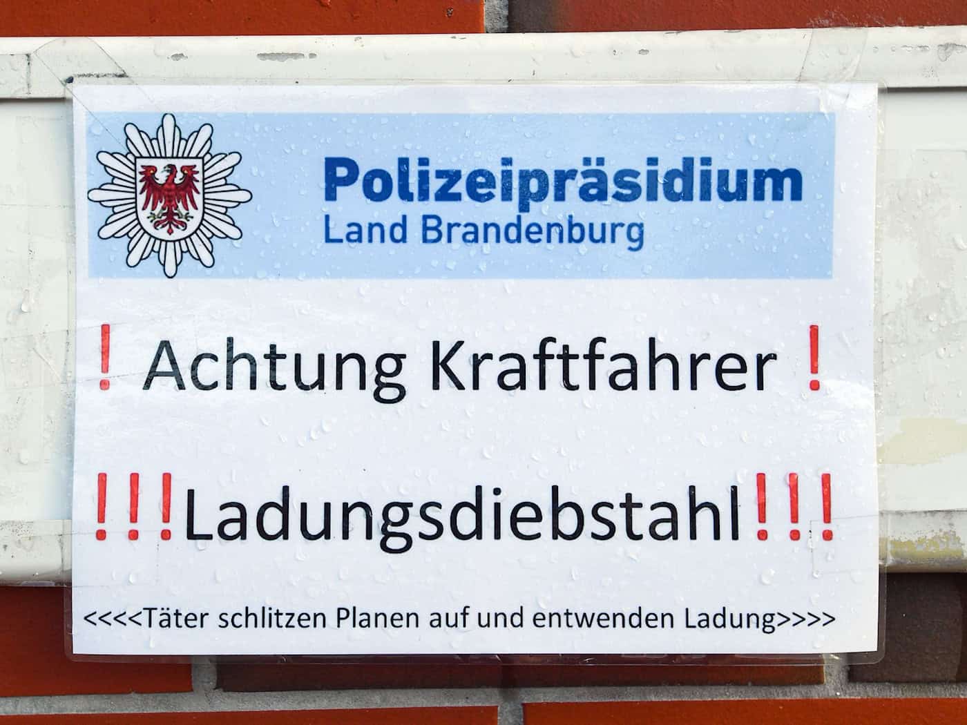 In Brandenburg hat der Diebstahl von Ladung etwas abgenommen - doch der Schaden ist gestiegen. (Archivbild) / Foto: picture alliance / Patrick Pleul/dpa-Zentralbild/dpa