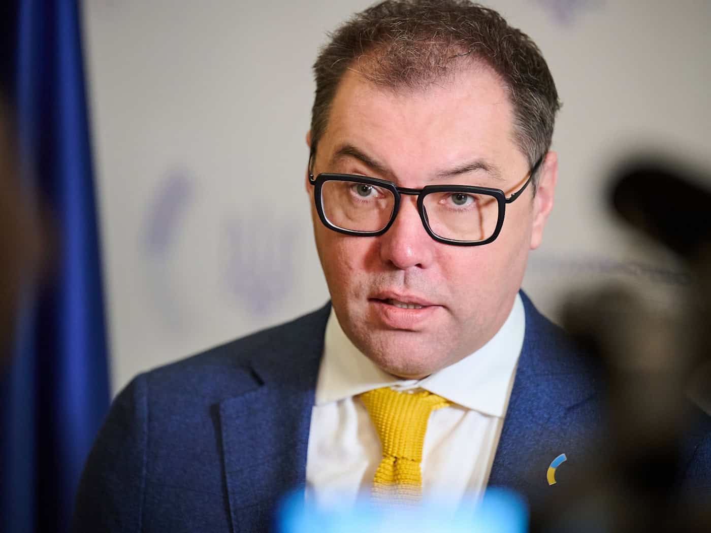 Oleksii Makeiev war im Brandenburger Landtag zu Gast. (Archivbild) / Foto: Annette Riedl/dpa
