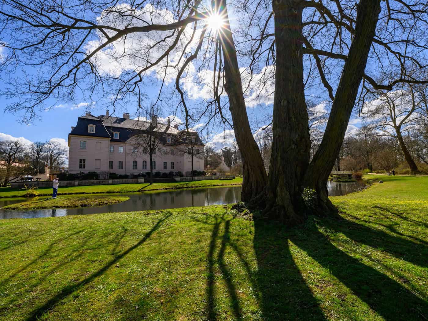 Aufgrund von Baumpflegearbeiten können einige Bereiche des Branitzer Innenparks vorerst nicht betreten werden. (Archivbild) / Foto: Patrick Pleul/dpa