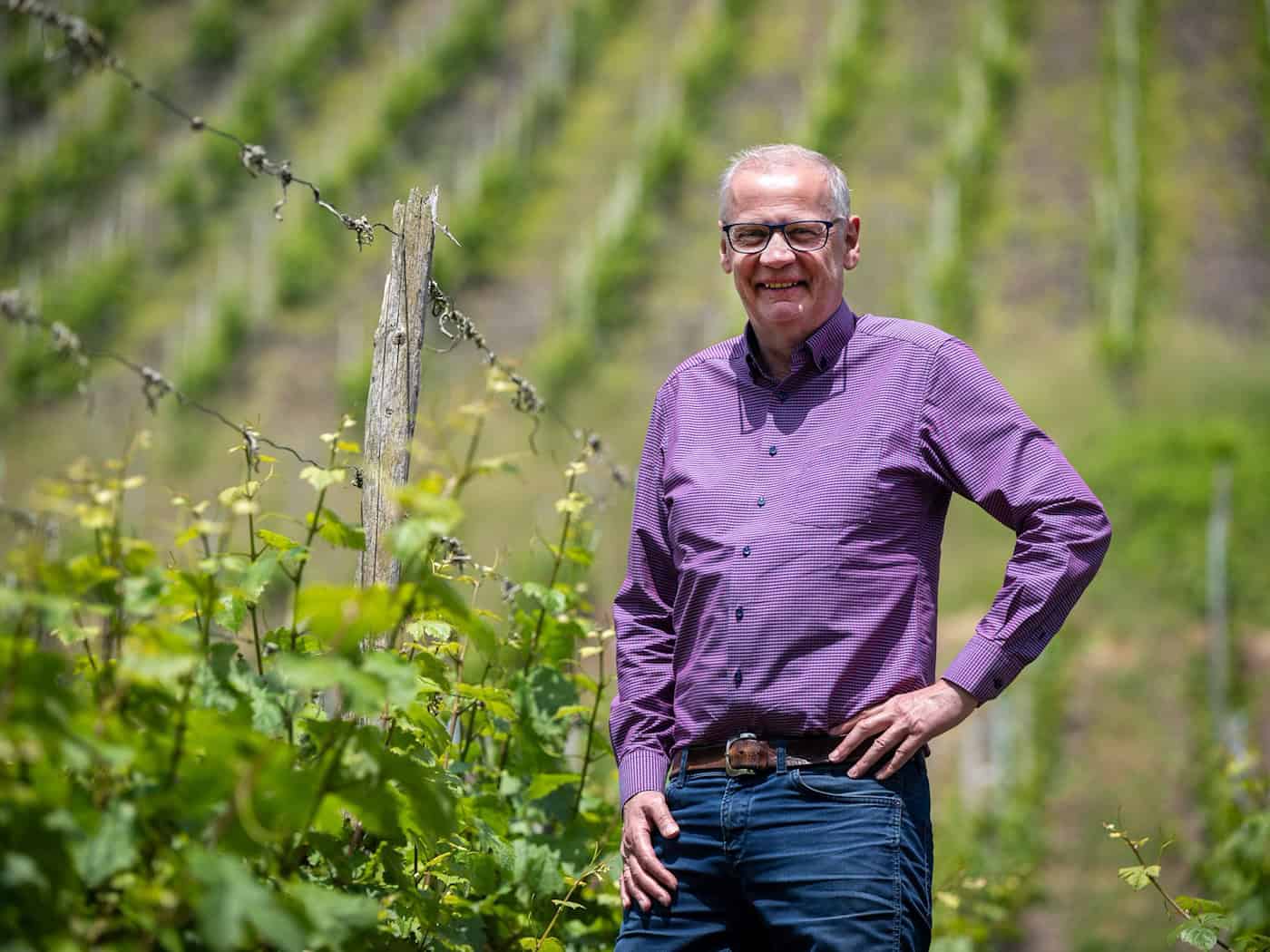 Zwischen den Riesling-Reben: Abseits des Fernsehstudios ist Günther Jauch gerne auf seinem Weingut an der Saar. (Archivbild) / Foto: Harald Tittel/dpa