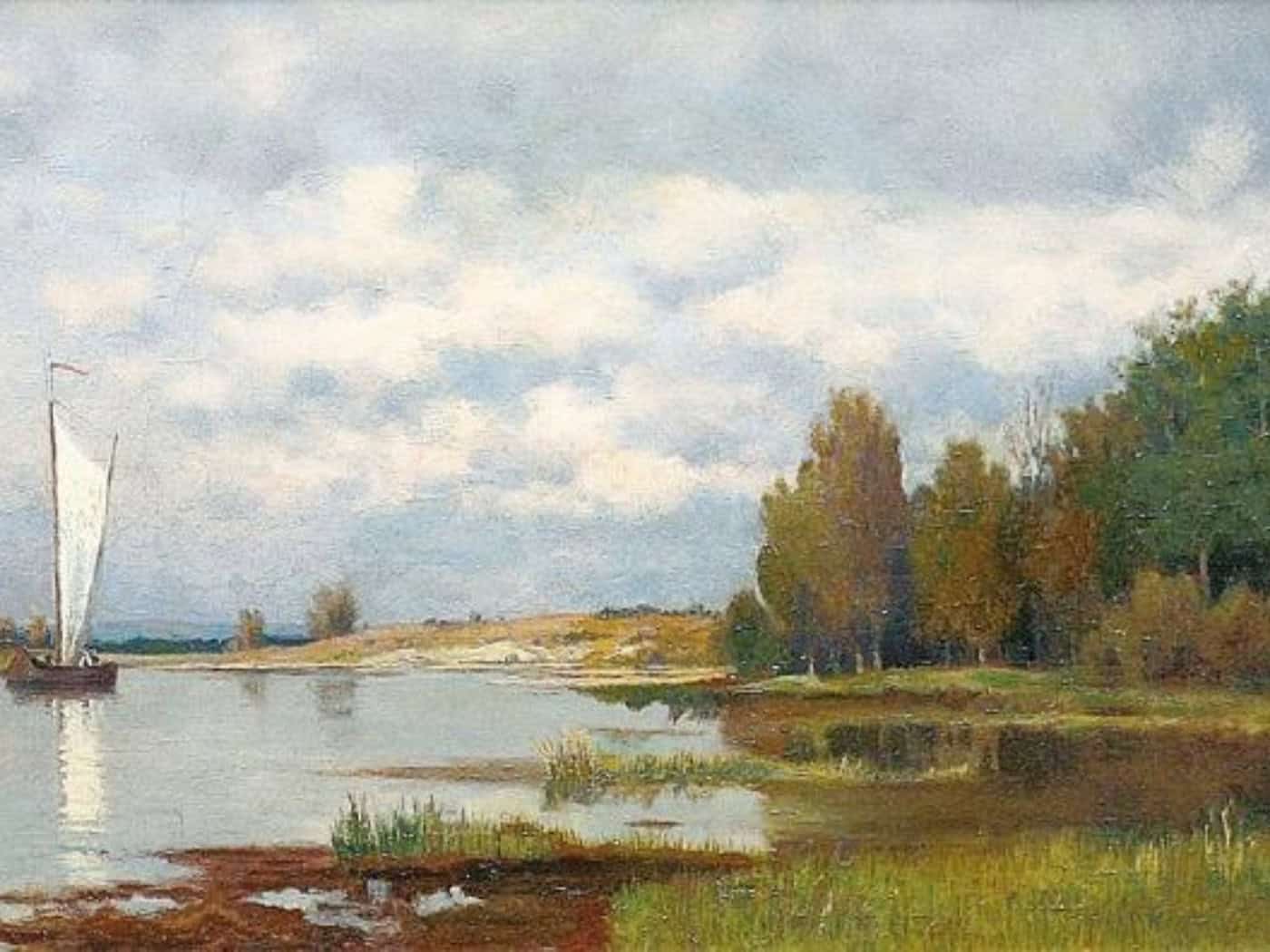 Segelboot auf einem märkischen See, 1895