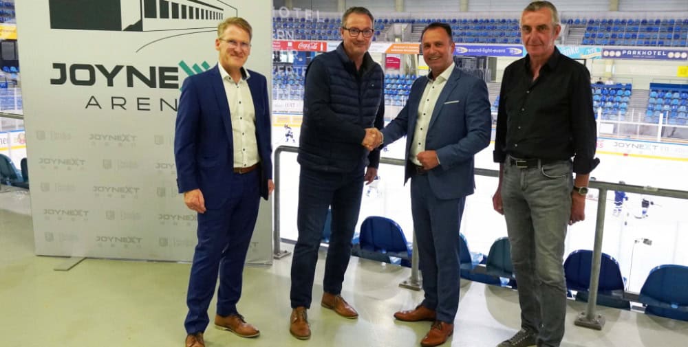 JOYNEXT verlängert Partnerschaft mit der Landeshauptstadt Dresden Eissporthalle im Sportpark Ostra heißt weiter JOYNEXT Arena