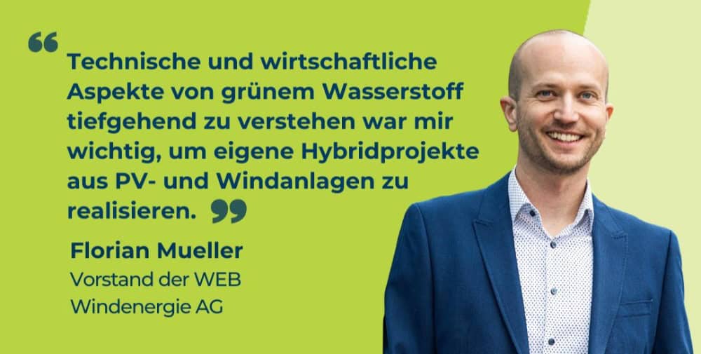 Grüner Wasserstoff aus Hybridprojekten mit PV- und Windanlagen: Interview mit DIU-Abolvent und Vorstand der WEB Windenergie AG Florian Müller