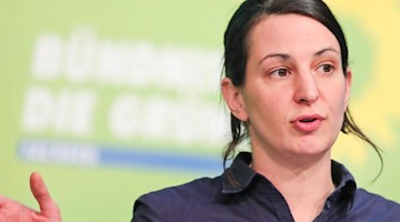 Die Landesvorstandssprecherin von Bündnis 90/Die Grünen in Sachsen, Christin Melcher. Foto: Jan Woitas/zb/dpa/Archivbild