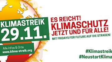 Webbanner zum Klimastreik 29.11.2019 / copyright ERDE: freepic