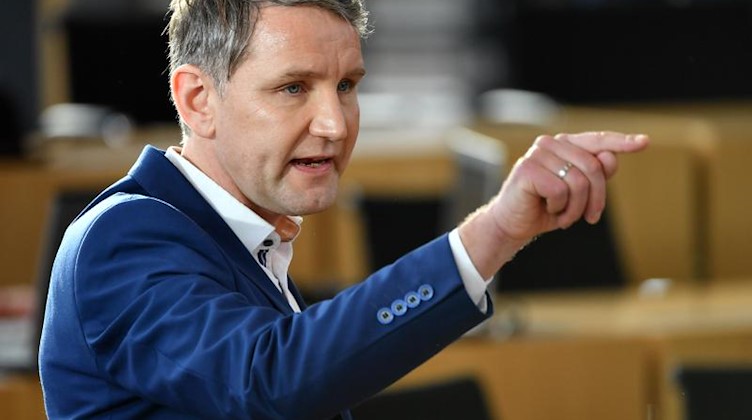Björn Höcke, Fraktionsvorsitzender der AfD, spricht im Plenarsaal des Thüringer Landtages. Foto: Martin Schutt/dpa-Zentralbild/dpa