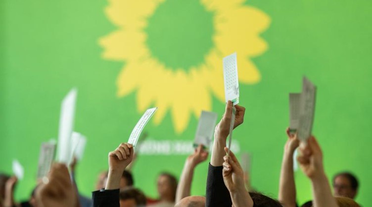 Delegierte der Grünen stimmen über einen Antrag ab. Foto: Daniel Reinhardt/dpa/Archivbild