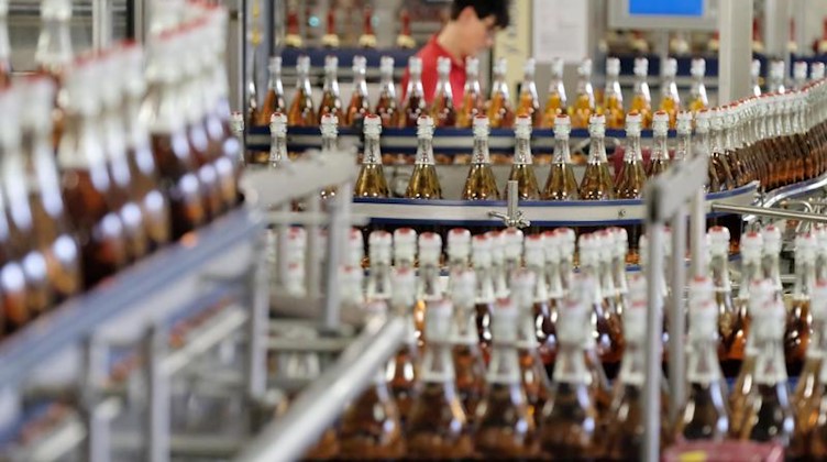 Die Abfüllanlage der Rotkäppchen-Mumm Sektkellerei GmbH. Foto: Sebastian Willnow/zb/dpa/Archivbild