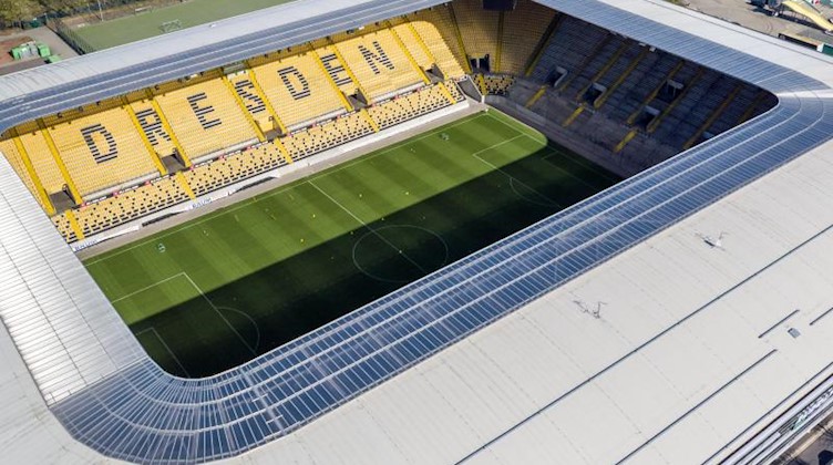 Blick auf das Rudolf-Harbig-Stadion, Spielstätte der SG Dynamo Dresden. Foto: Jan Woitas/dpa-Zentralbild/dpa