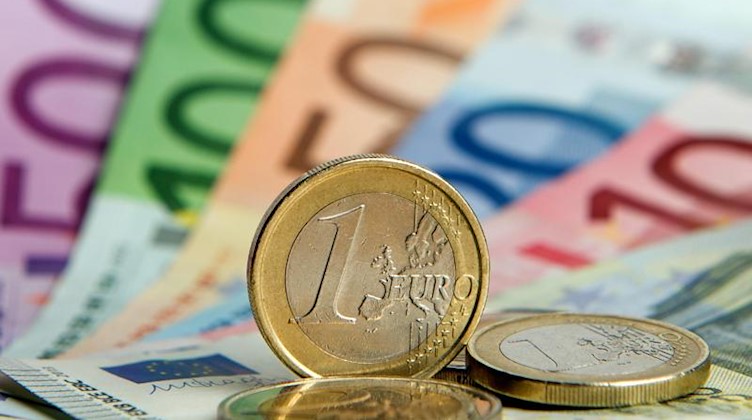 Euro-Banknoten und Euromünzen. Foto: Daniel Reinhardt/dpa/Illustration