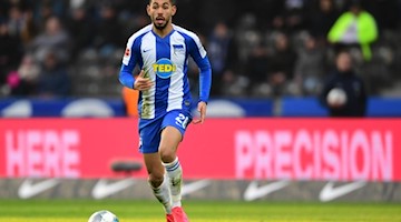 Matheus Cunha von Hertha am Ball. Foto: Soeren Stache/dpa-Zentralbild/dpa/Archivbild