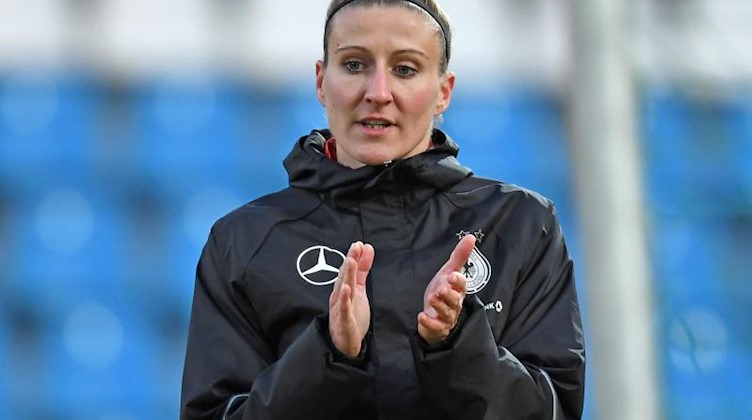 Die damalige Fußball-Nationalspielerin Anja Mitta. Foto: Hendrik Schmidt/dpa-Zentralbild/dpa/Archiv