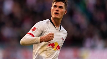 Leipzigs Patrik Schick jubelt nach seinem Tor zum 1:1. Foto: Robert Michael/dpa-Zentralbild/dpa/Archiv