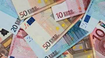 Euro-Banknoten liegen übereinander gestapelt. Foto: Jens Wolf/dpa-Zentralbild/dpa/Symbolbild