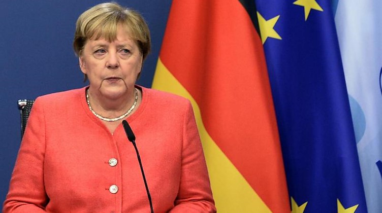 Bundeskanzlerin Angela Merkel spricht während einer Pressekonferenz. Foto: Johanna Geron/Reuters Pool/AP/dpa/Aktuell