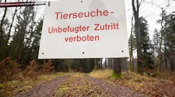Ein Schild „Tierseuche-Unbefugter Zutritt verboten“. Foto: Michael Reichel/dpa
