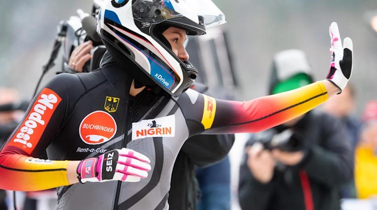 Laura Nolte jubelt nach einem Rennen. Foto: Sven Hoppe/dpa/Archivbild