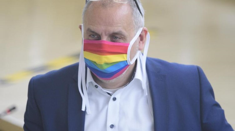 Rico Gebhardt steht im Sächsischen Landtag. Foto: Robert Michael/dpa-Zentralbild/dpa/Archivbild