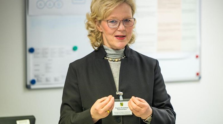 Die Präsidentin der Landesdirektion Sachsen, Regina Kraushaar, spricht. Foto: Oliver Killig/dpa-Zentralbild/dpa/Archivbild